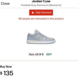 Jordan 1 low Football Grey Aluminum